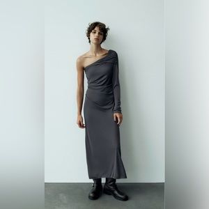 NWT ZARA DRAPED ASYMMETRICAL DRESS